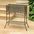 International Caravan Mandalay Iron Rectangular Plant Stand, Rustic Brown 3466-RT-BN